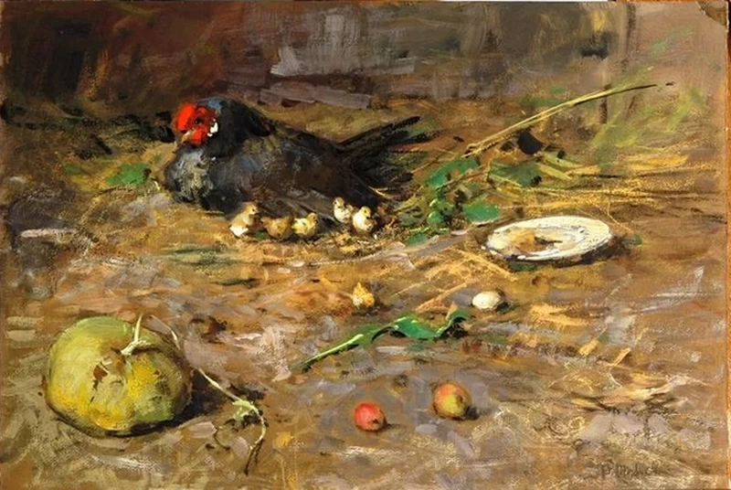 Francesco Paolo Michetti - Chioccia con pulcini, Collezione Michele Praitano, Campobasso
